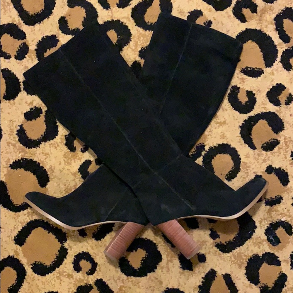 Black over the knee real suede boots